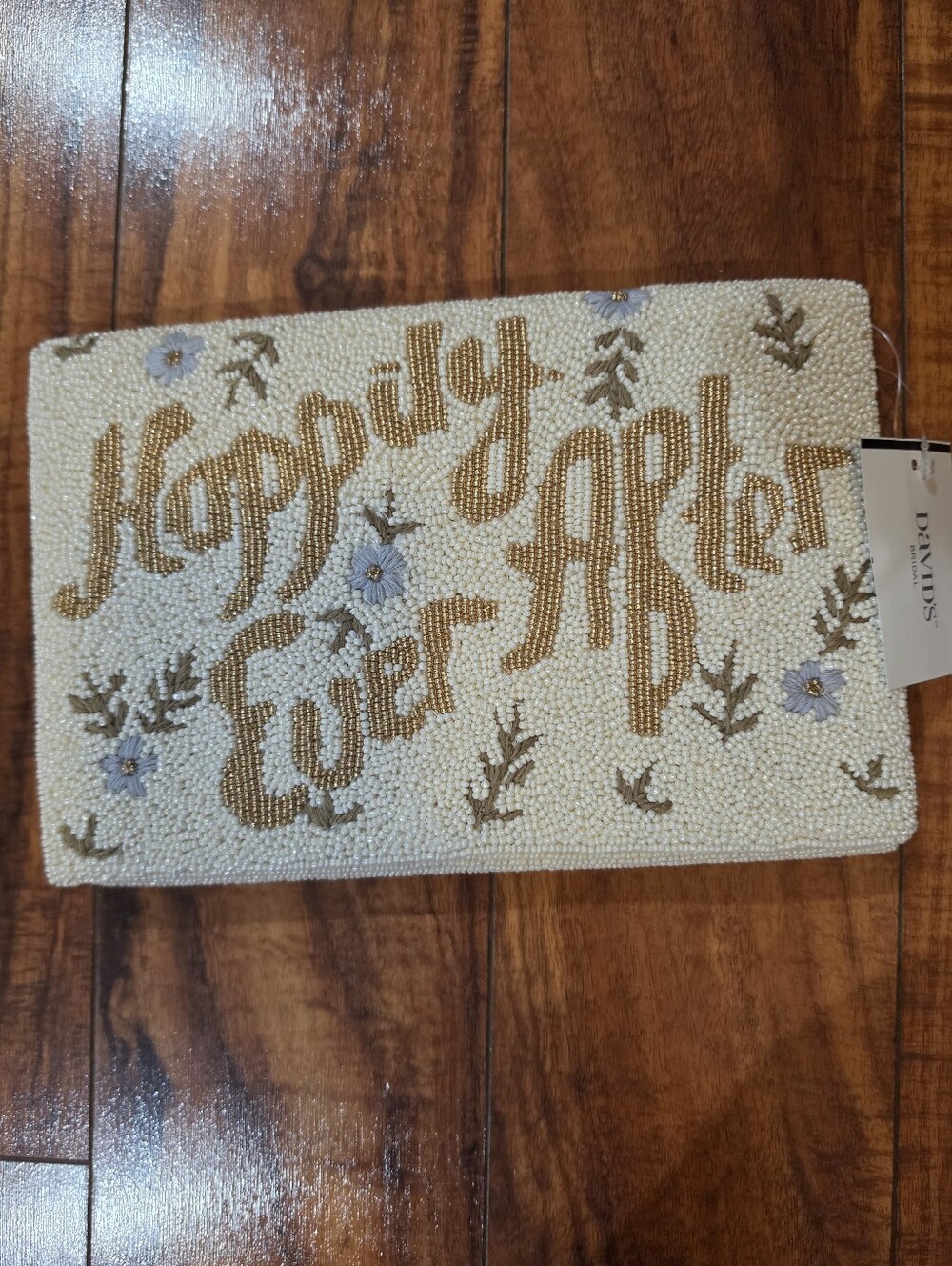 Bride Bride To Be Wedding 'Happily Ever After' Beaded Clutch Davids Bridal Nwt